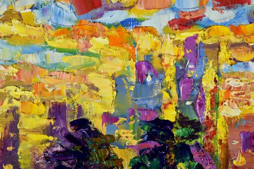 街並み絵画カリフォルニアオリジナルアートロサンゼルスサン