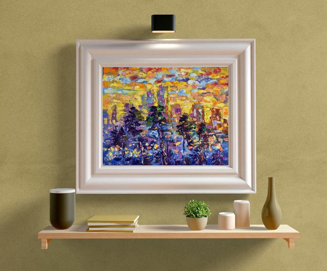 街並み絵画カリフォルニアオリジナルアートロサンゼルスサン