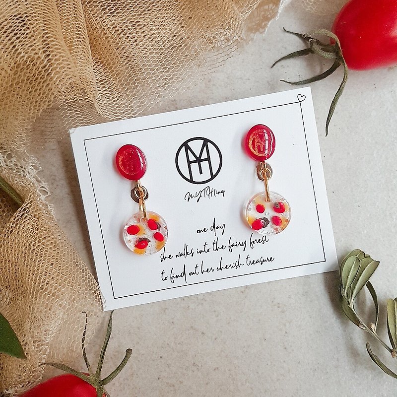 -iMpression Taiwan impression-Tomato candied haw earrings in the night market (A type) - ต่างหู - เรซิน สีแดง