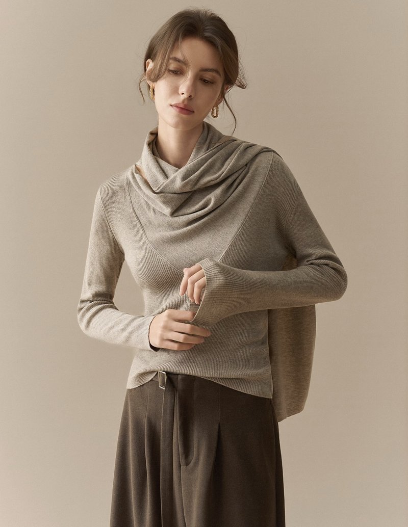 法式復古 / 針織毛衣打底衫 / 精紡羊毛混紡 - 女毛衣/針織衫 - 其他材質 多色