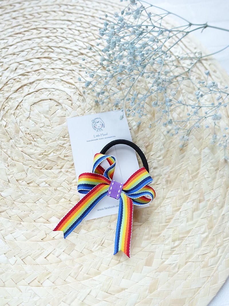 Children hair ornaments - colorful striped bowknot hair band hair band hair circle - เครื่องประดับผม - ผ้าฝ้าย/ผ้าลินิน 