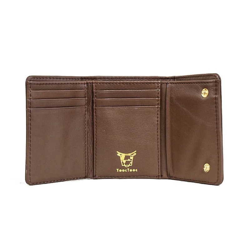 Tri-fold wallet sorella compact ladies genuine leather wallet mini wallet leather japan [Choco] TOW001 - Wallets - Genuine Leather Brown