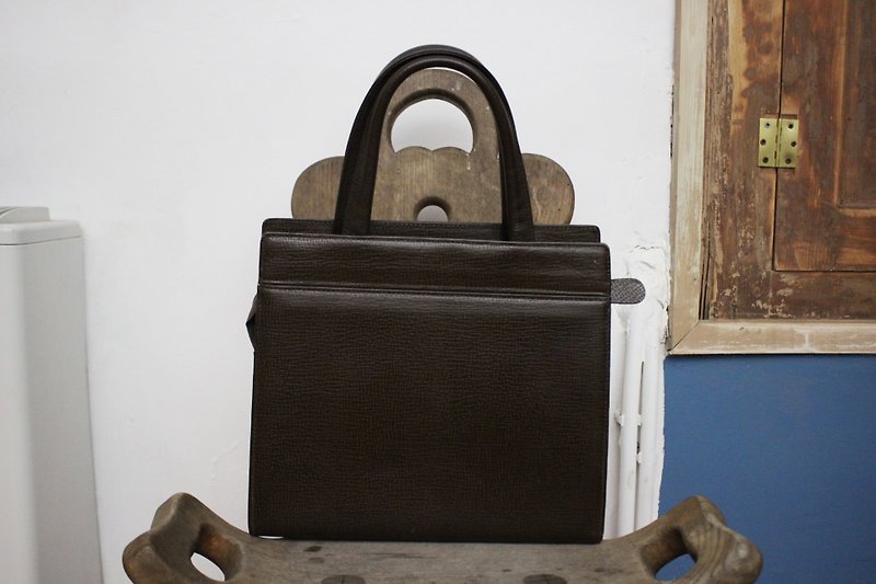 B141 [Vintage Bag] (Italian) Coffee Handbag - Handbags & Totes - Genuine Leather Brown
