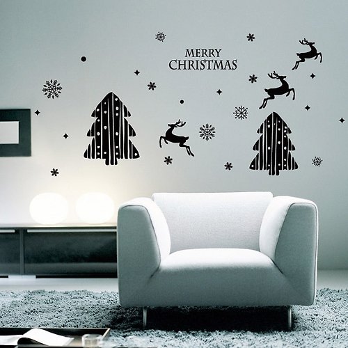 Smart Design 設計 壁貼 Smart Design 創意無痕壁貼◆聖誕樹與麋鹿8色)