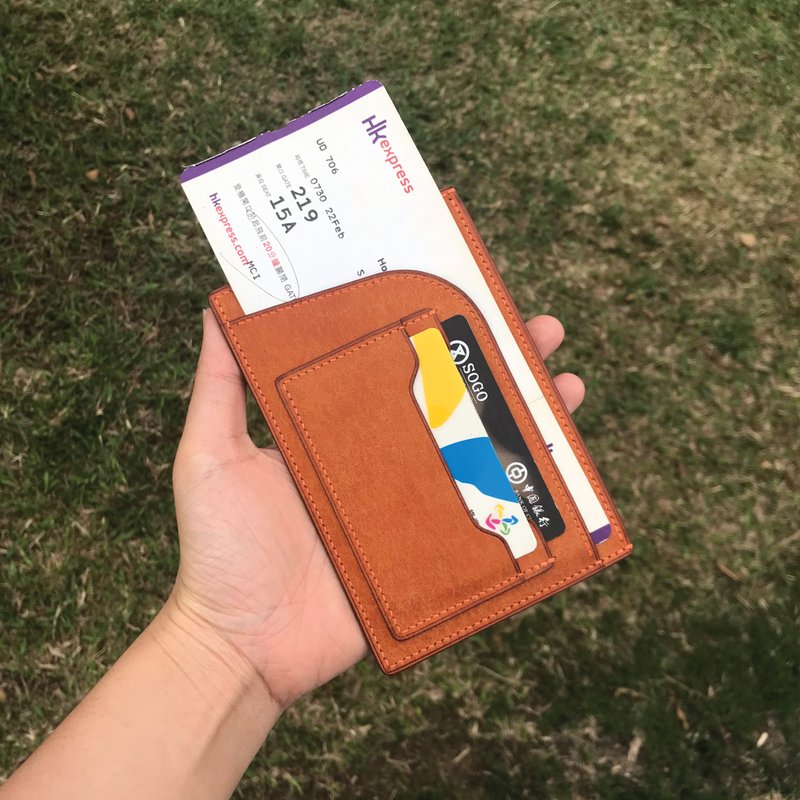 【Passport套/護照夾】橙啡色磨砂牛皮/旅行/多色可選/手工製造 - 護照夾/護照套 - 真皮 橘色