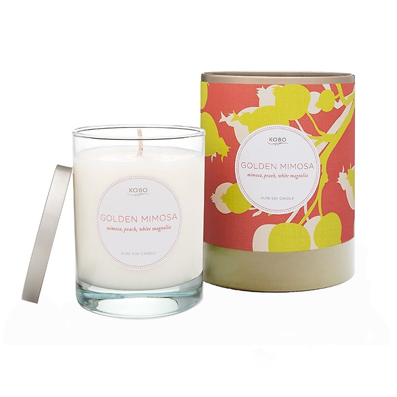 【KOBO】American Soybean Essential Oil Candle-Mimosa (330g/Can burn 80hr) - Candles & Candle Holders - Wax Red