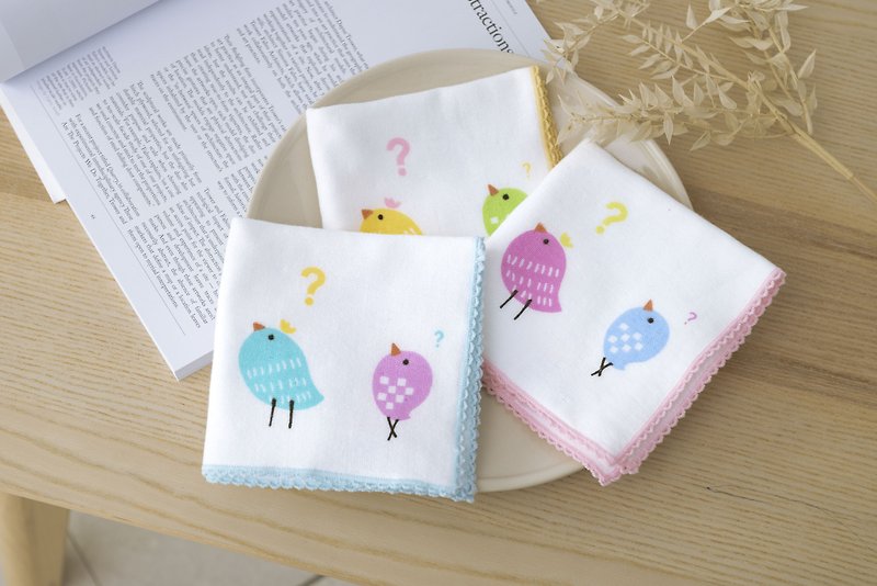 Lovely handkerchief(birds) - ผ้าเช็ดหน้า - ผ้าฝ้าย/ผ้าลินิน หลากหลายสี