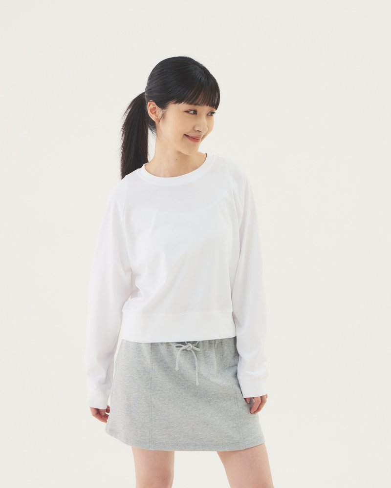 變化拉克蘭袖T (白) - 女 T 恤 - 棉．麻 白色