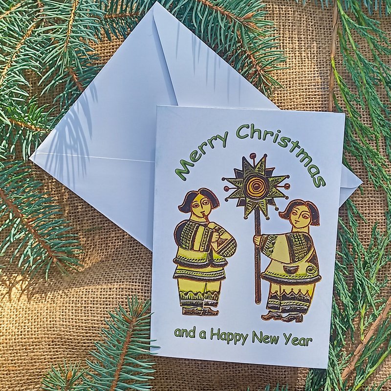 Christmas Card with envelope is made in the traditional style of the legendary K - Cards & Postcards - Paper 