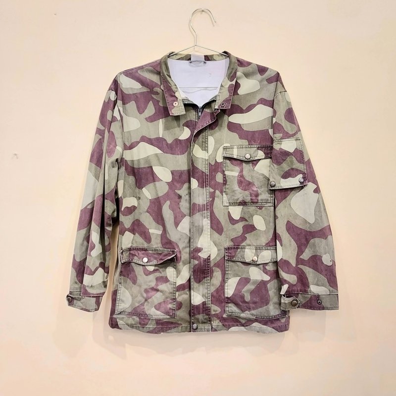 芬蘭公發 叢林雪地迷彩 棉質 黃銅四合扣 軍用拉鍊長版夾克外套 - 男夾克/外套 - 棉．麻 