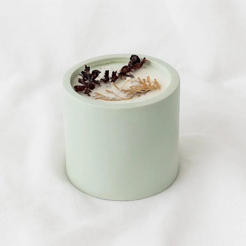 Forest Scent Soy Candle in Handmade Clay Pot 250g - Candles & Candle Holders - Clay White