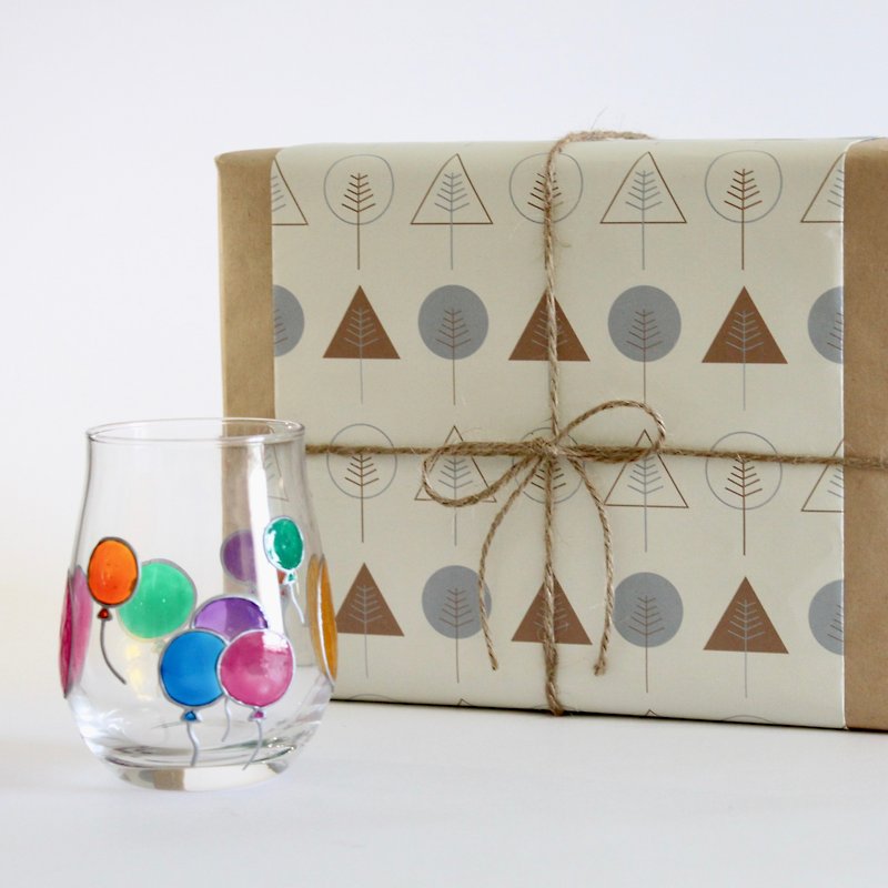 【純手工聖誕禮物】可愛療癒系彩色氣球玻璃彩繪杯/ 筆筒 - 咖啡杯/馬克杯 - 玻璃 多色