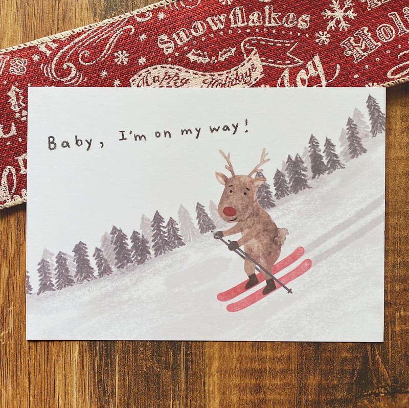 On My Way / Christmas Postcard - การ์ด/โปสการ์ด - กระดาษ 