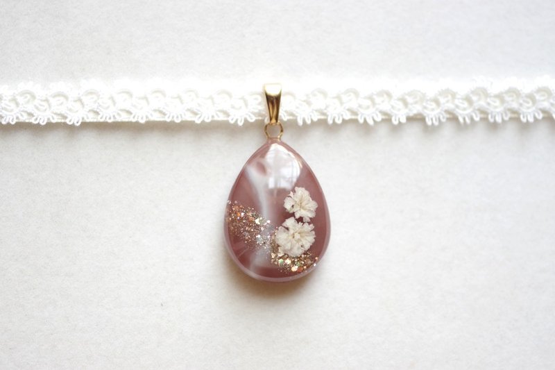 樹脂藝術 方形吊墜・夜色深處 - 項鍊 - 樹脂 咖啡色