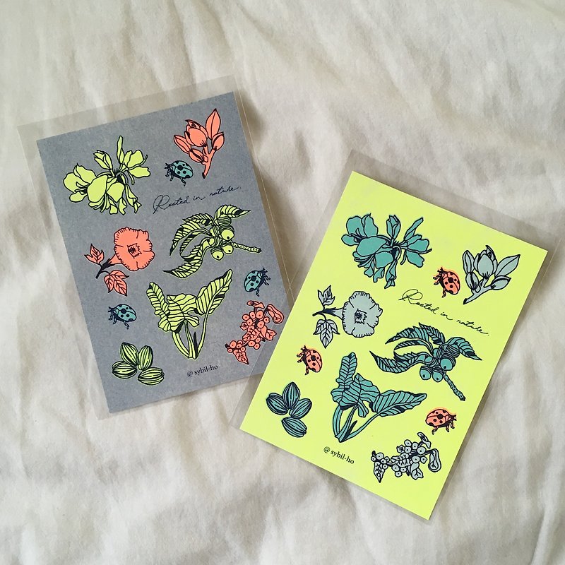 sybil-ho Taiwan Native Plant Postcard Late Night Blue and Fluorescent Yellow - Cards & Postcards - Paper Multicolor