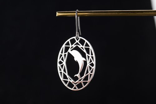 吳小姐3d訂製珠寶 海豚(單邊/一對)耳環-可改夾式 寶石與動物系列 -抗敏醫療鋼