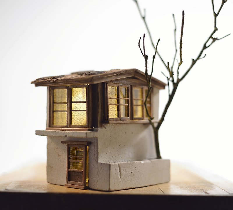 Old House Creation-Old Wooden Window House (customized) - Items for Display - Cement Brown