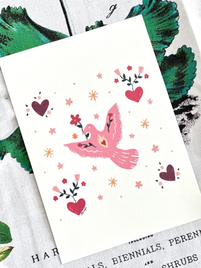 A6 Love and Peace Valentines Day Card Gift Card Thank You Card Post Card - การ์ด/โปสการ์ด - กระดาษ ขาว