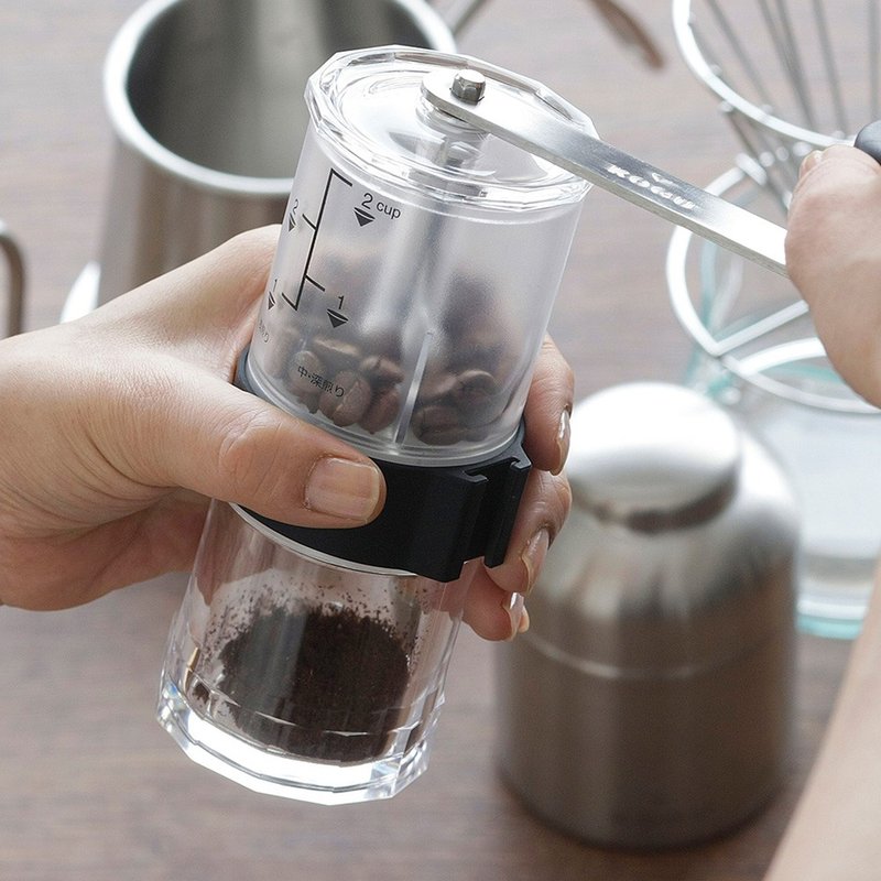 Japan's Shimomura KOGU Japanese-made transparent portable hand-cranked bean grinder (adjustable thickness) - Coffee Pots & Accessories - Plastic Transparent