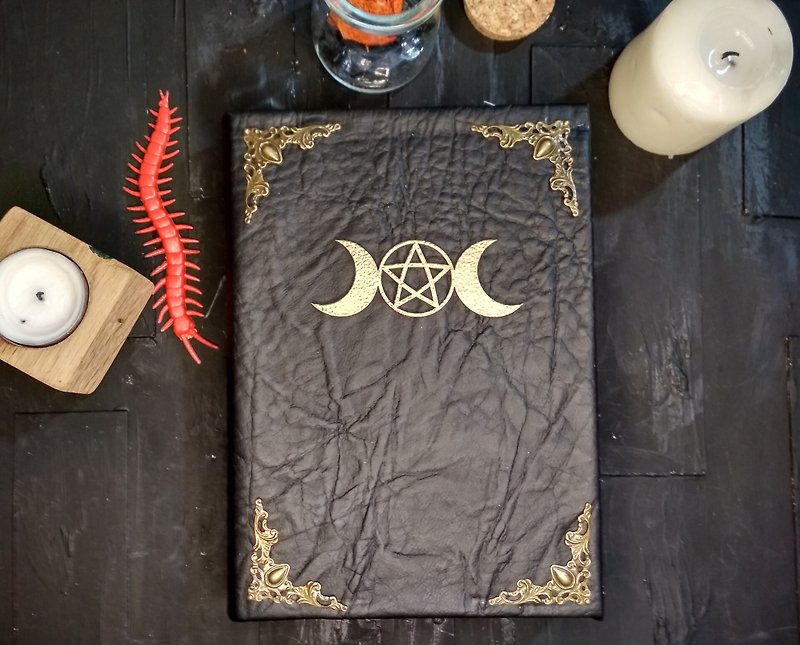 Witch spell book blank Witchcraft grimoire journal handmade Wicca begginer book - Notebooks & Journals - Paper Black