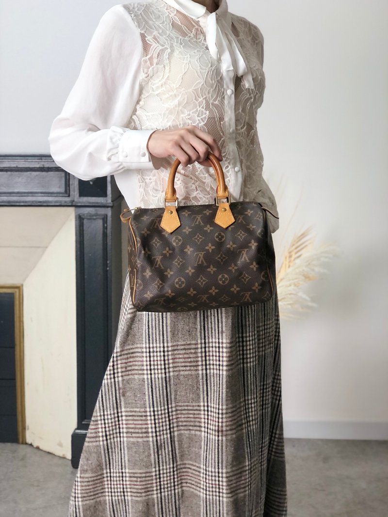 【 日本直送　名牌中古包 】LOUIS VUITTON モノグラム ハンドバッグ スピーディ25 PVC/レザー ミニボストン M41528 ffjgk5 - 手提包/手提袋 - 防水材質 咖啡色
