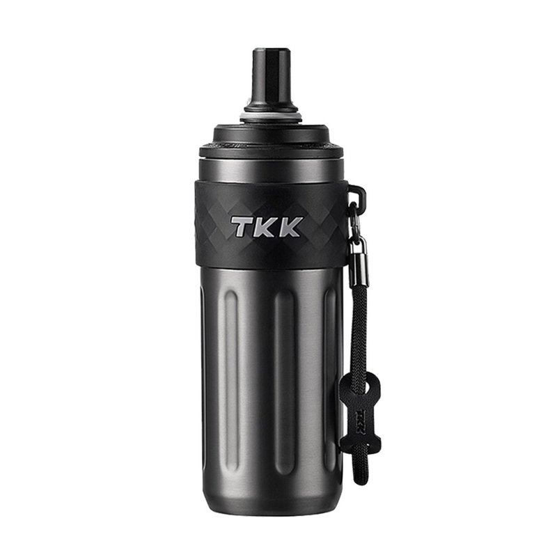 [TKK] Rhythm straw cup 316 Stainless Steel x ceramic spray thermal insulation sports water bottle 500ML tungsten steel color - Pitchers - Stainless Steel Black