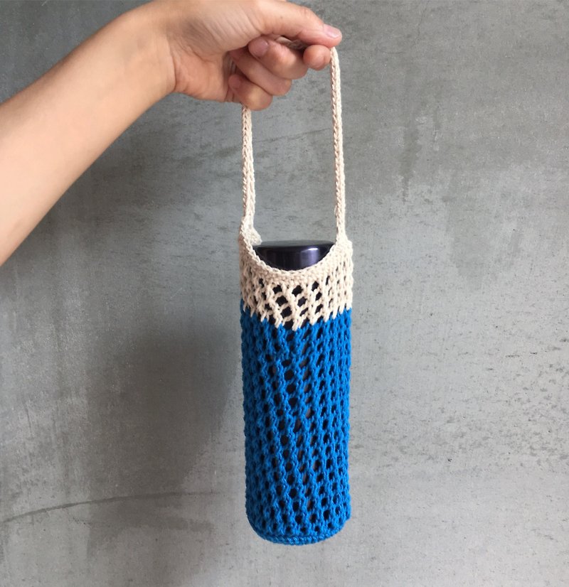 網狀編織水壺提袋 飲料提袋 富士山款 - 杯袋/飲料提袋 - 棉．麻 