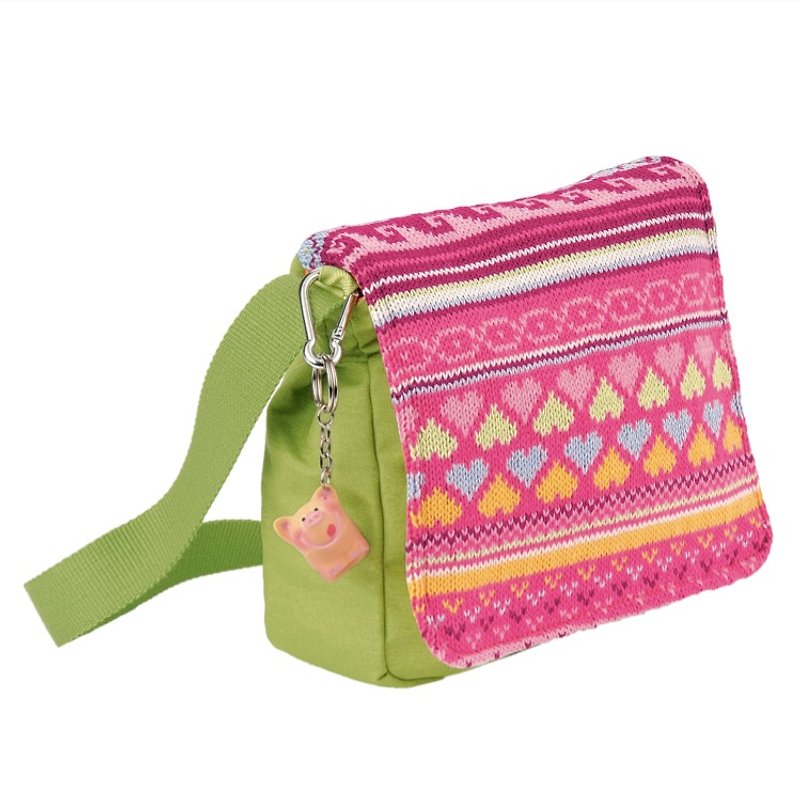 German century-old brand Käthe Kruse rainbow knit kids shoulder bag - Messenger Bags & Sling Bags - Cotton & Hemp Pink