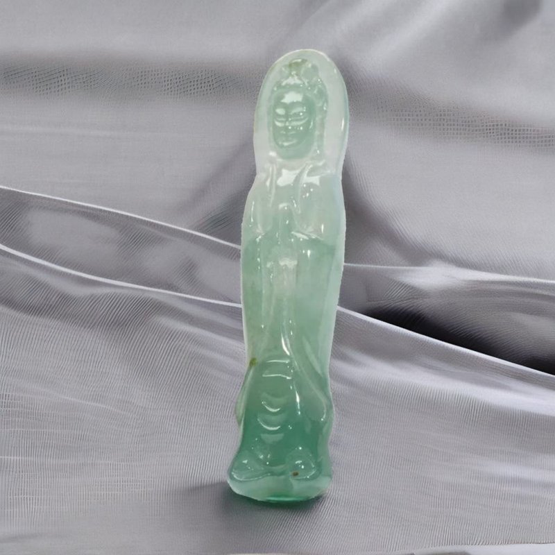 冰綠翡翠合掌觀音菩薩項鍊 | 天然緬甸玉翡翠A貨 | 送禮 - 項鍊 - 玉石 綠色
