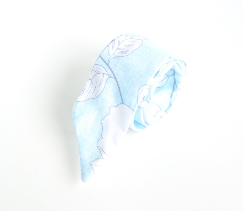 Hair band-white flower blue - เครื่องประดับผม - ผ้าฝ้าย/ผ้าลินิน สีน้ำเงิน