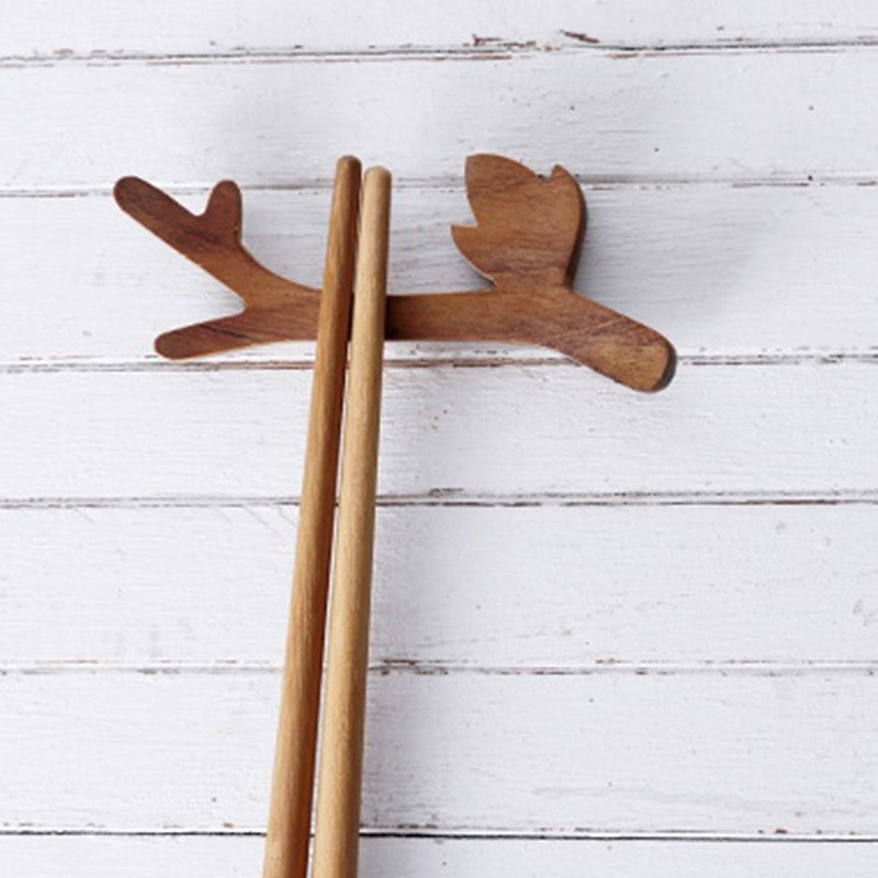 Teak branch chopstick holder/2pcs - Chopsticks - Wood Brown