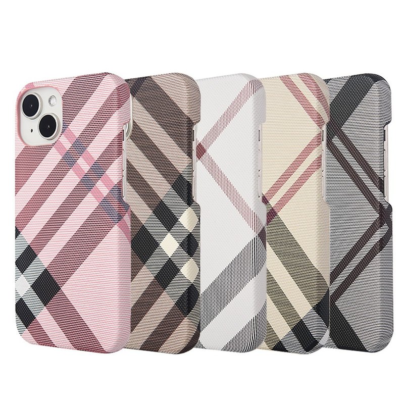 Yaguchi iPhone 11 12 13 14 full series British plaid temperament back cover mobile phone case / protective case - อุปกรณ์เสริมอื่น ๆ - หนังเทียม 