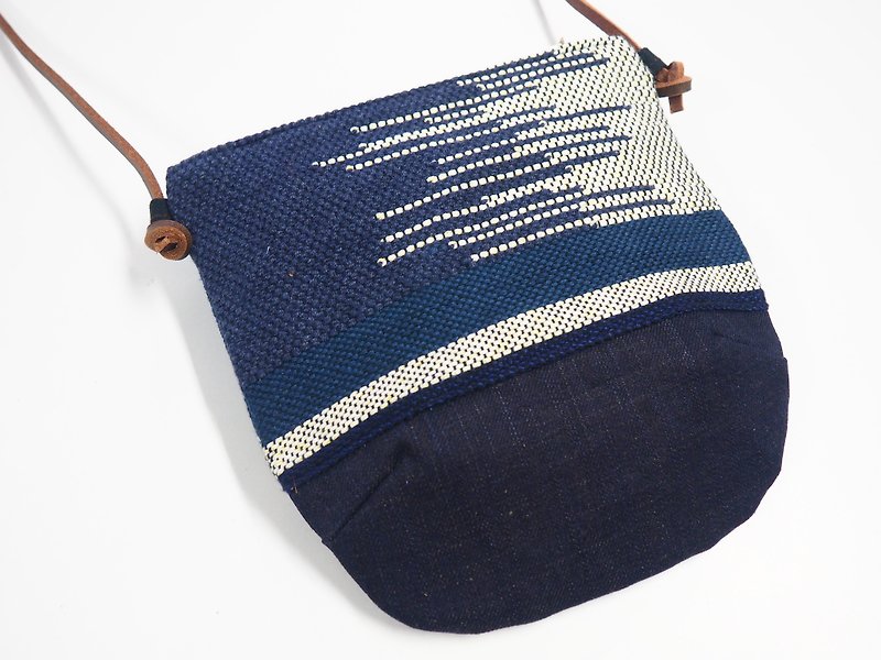 カラー織りのサイドバッグ - ショルダーバッグ - コットン・麻 ブルー