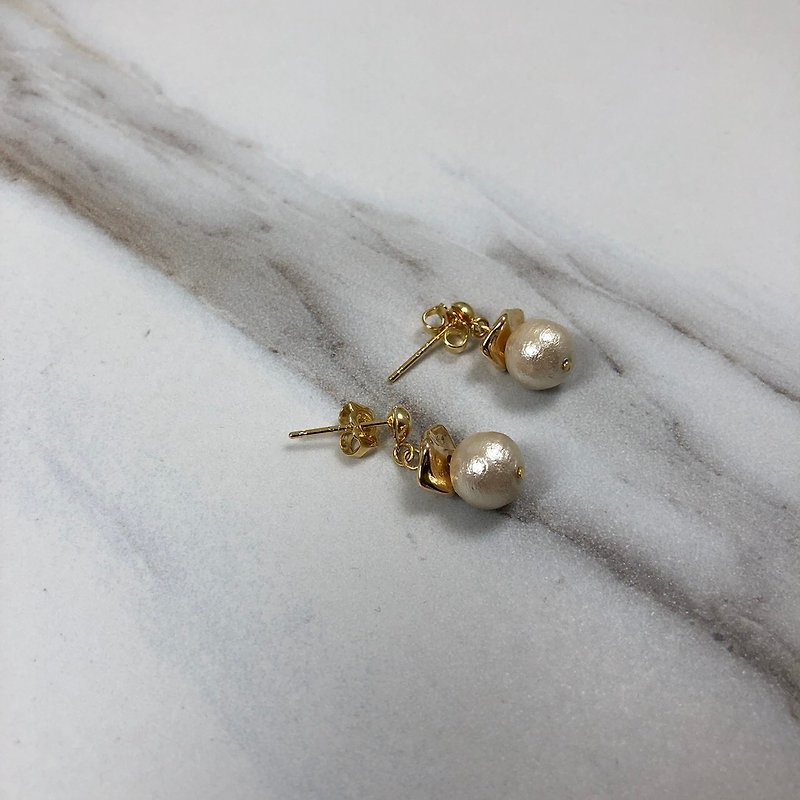 Lucky Bag Series - Cotton Pearl Earrings original price 980 - Earrings & Clip-ons - Other Metals Gold