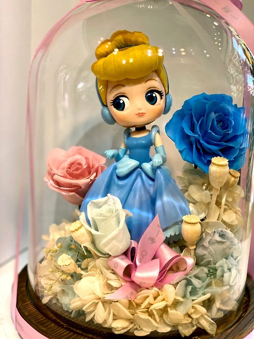 一期一會花藝 氣球佈置 迪士尼公主永生花玻璃罩 灰姑娘 仙杜瑞拉