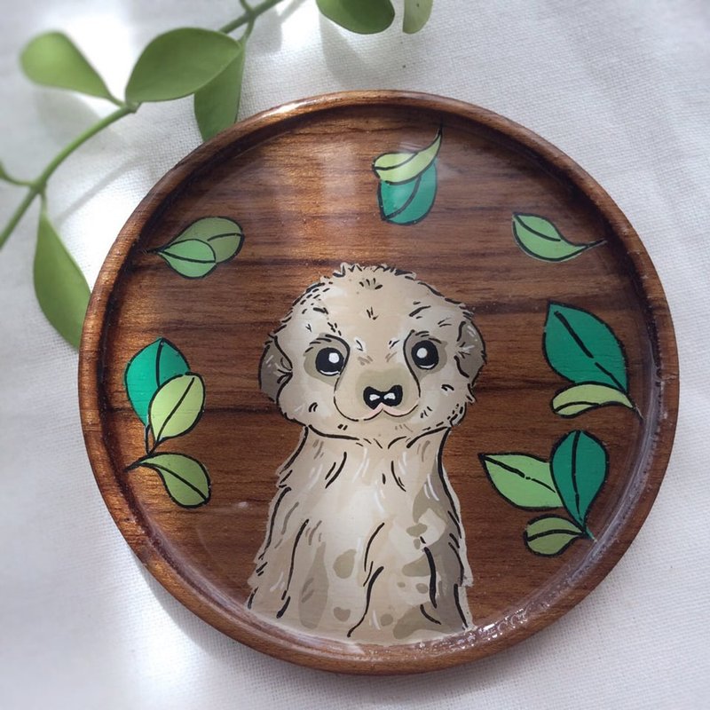 Wooden coaster meerkat - 杯墊 - 木頭 咖啡色