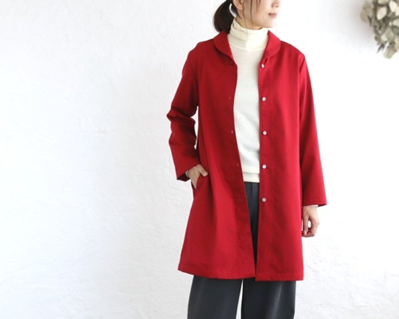 Pinkoi 代購 - 秋冬實用單品 棉質斜紋披肩領外套外套 衣長89cm（紅）CO08 - 女大衣/外套 - 棉．麻 