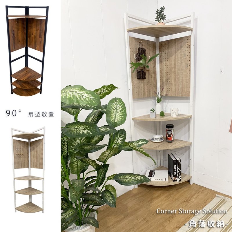 Wood Grain Wind Tunnel Hole Panel Corner Shelf Wall Storage Display Rack Storage Rack Kaibao Home Furnishing 【H13319】 - ชั้นวาง/ตะกร้า - วัสดุอื่นๆ 