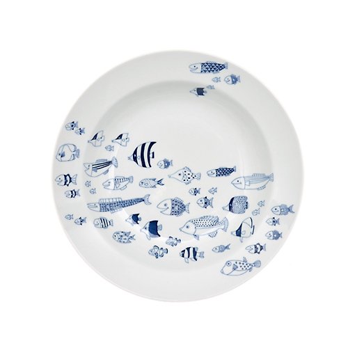 Omoide 思出 生活館 natural 69 日本波佐見燒 日式Passta皿盤-魚群