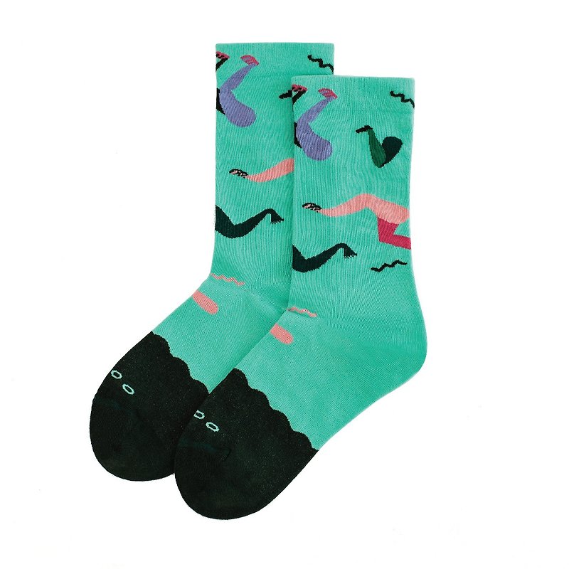 Fancy Footwork - Dance Mint Green Socks - ถุงเท้า - ผ้าฝ้าย/ผ้าลินิน สีเขียว