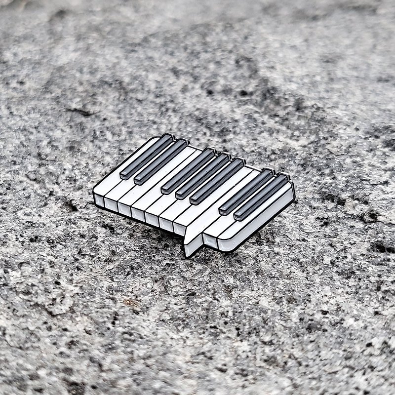[Metal Badge] Piano | Piano - Badges & Pins - Other Metals White