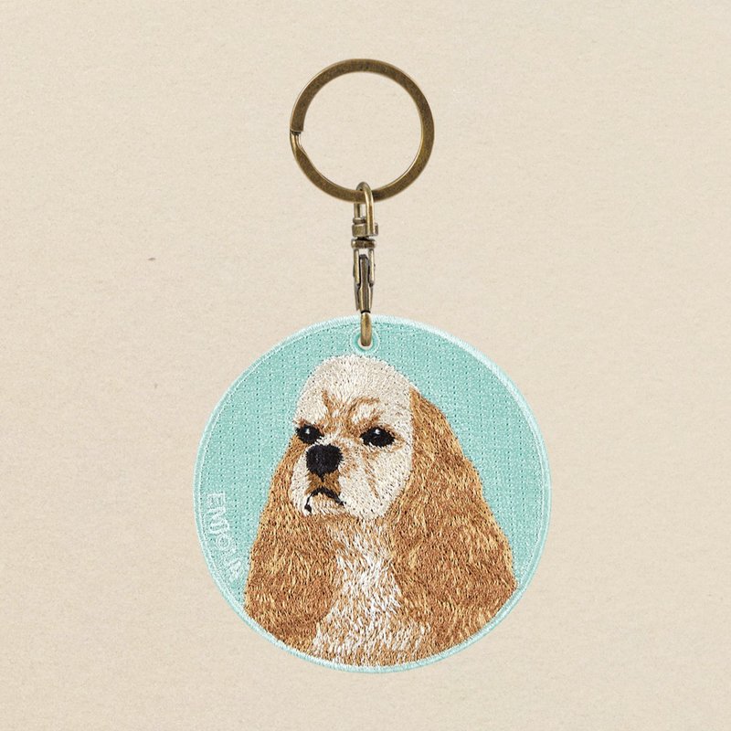 EMJOUR Double-sided embroidery charm - Cocker Spaniel | Simulation embroidery - พวงกุญแจ - งานปัก สีกากี
