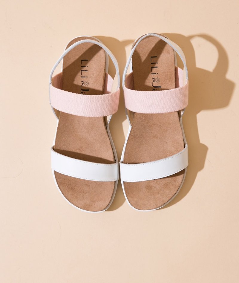 [Summer whisper]Powdered leather with sandals _White/Pink - รองเท้าอ็อกฟอร์ดผู้หญิง - หนังแท้ สึชมพู