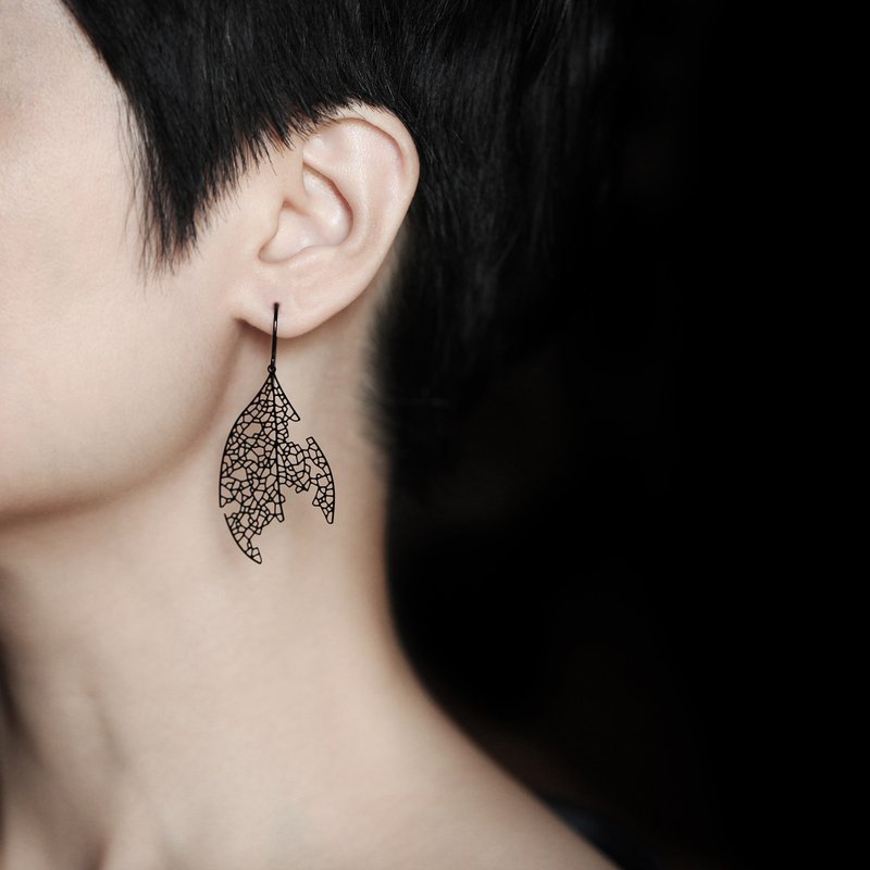 白蠟葉のイヤリング - ピアス・イヤリング - ステンレススチール シルバー