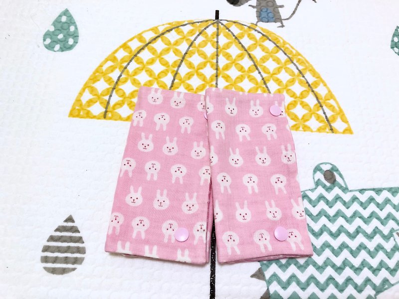 Rabbit (pink) / (pair) Japanese six-layer yarn handmade double-sided strap saliva towel. Sling saliva towel - ผ้ากันเปื้อน - ผ้าฝ้าย/ผ้าลินิน สึชมพู