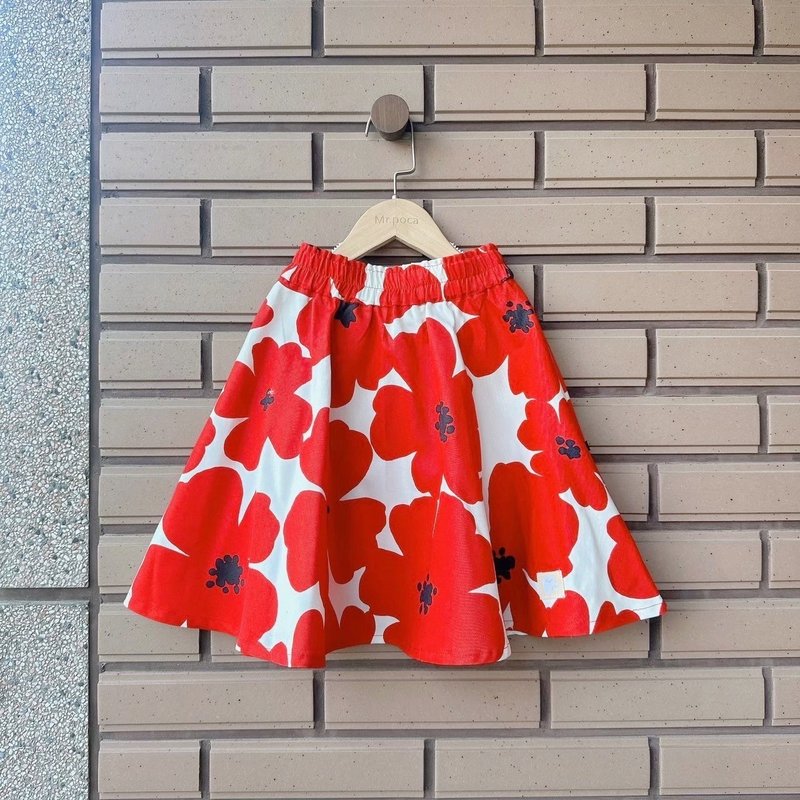 Anemone Red-Children’s Circle Skirt - Tops & T-Shirts - Cotton & Hemp Multicolor