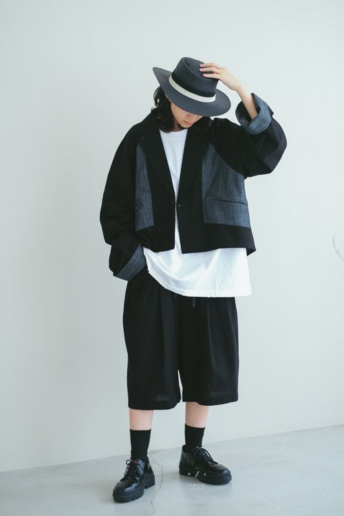 小我私服 ALLGENDER 耀司剪裁日式麻料西裝套裝 跳色設計挺版套裝 - 2色