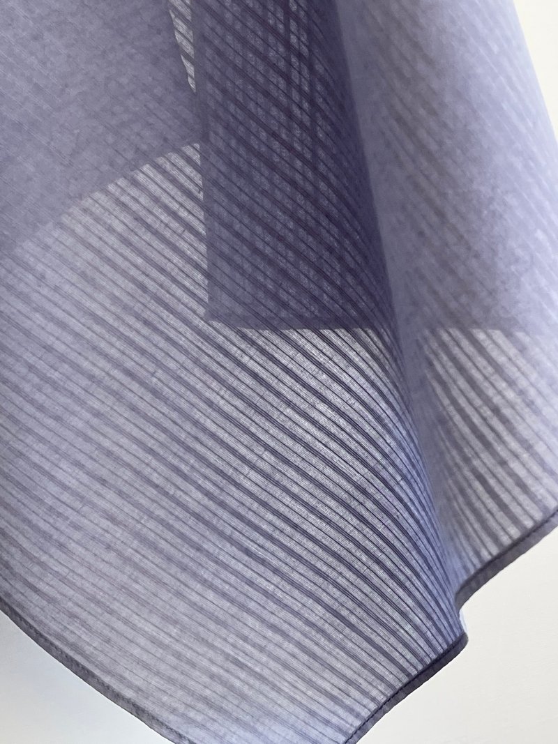 Mineral dyed fine woven striped soft cotton handkerchief, individual monochrome series, blue and purple butterfly dance - Handkerchiefs & Pocket Squares - Cotton & Hemp Purple