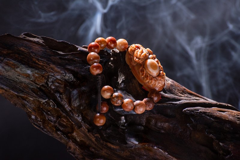 【Good Luck】Dragon Palace Relic Pixiu. To attract wealth. To keep wealth. To prosper wealth. To bring good luck. To noble people. To provide energy blessing. - Bracelets - Gemstone Orange