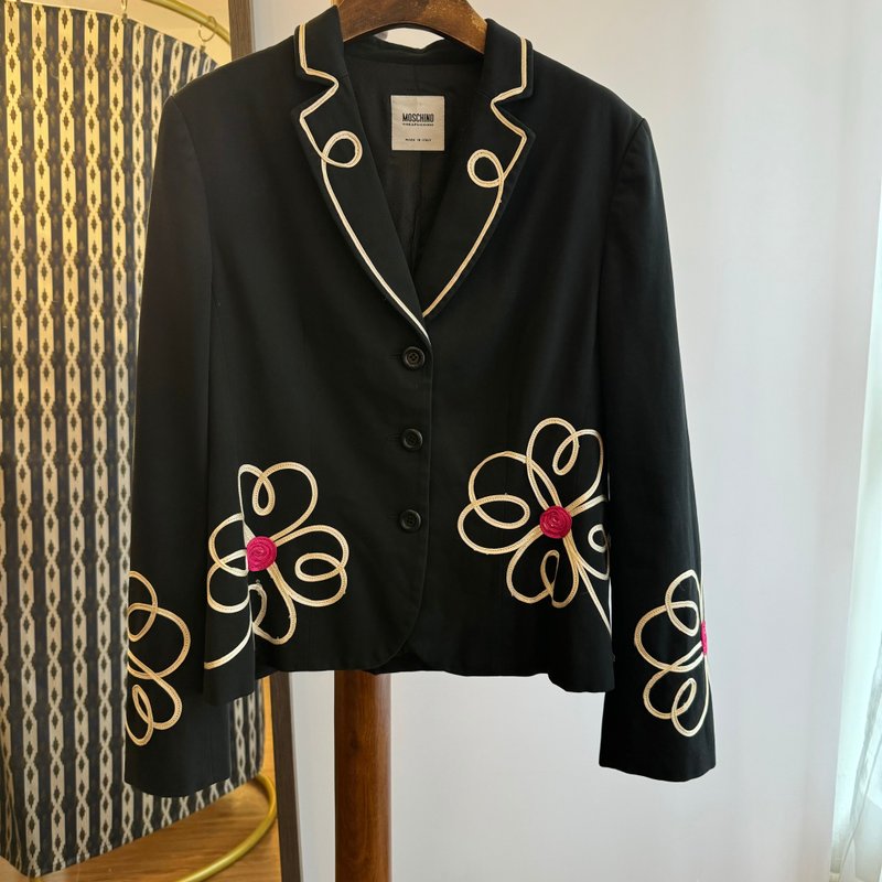 Moschino floral trim blazer - เสื้อสูท/เสื้อคลุมยาว - ไฟเบอร์อื่นๆ หลากหลายสี